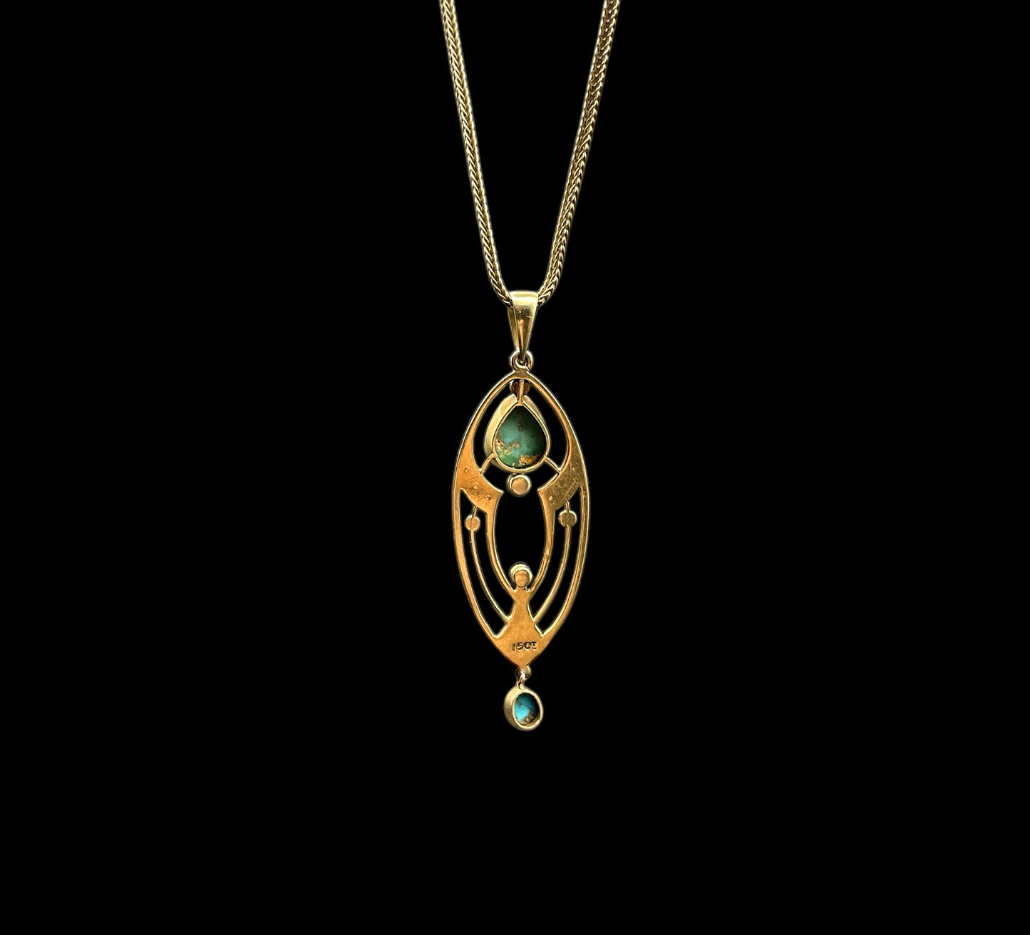 Turquoise and Pearl Lavalier