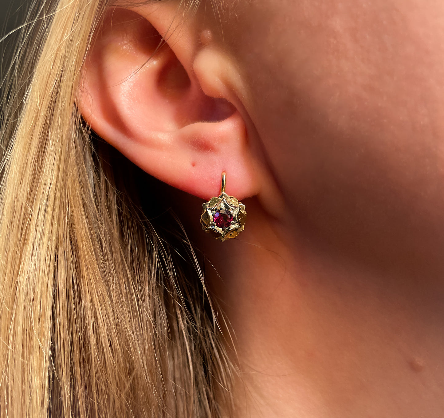 Garnet Starflower Earrings