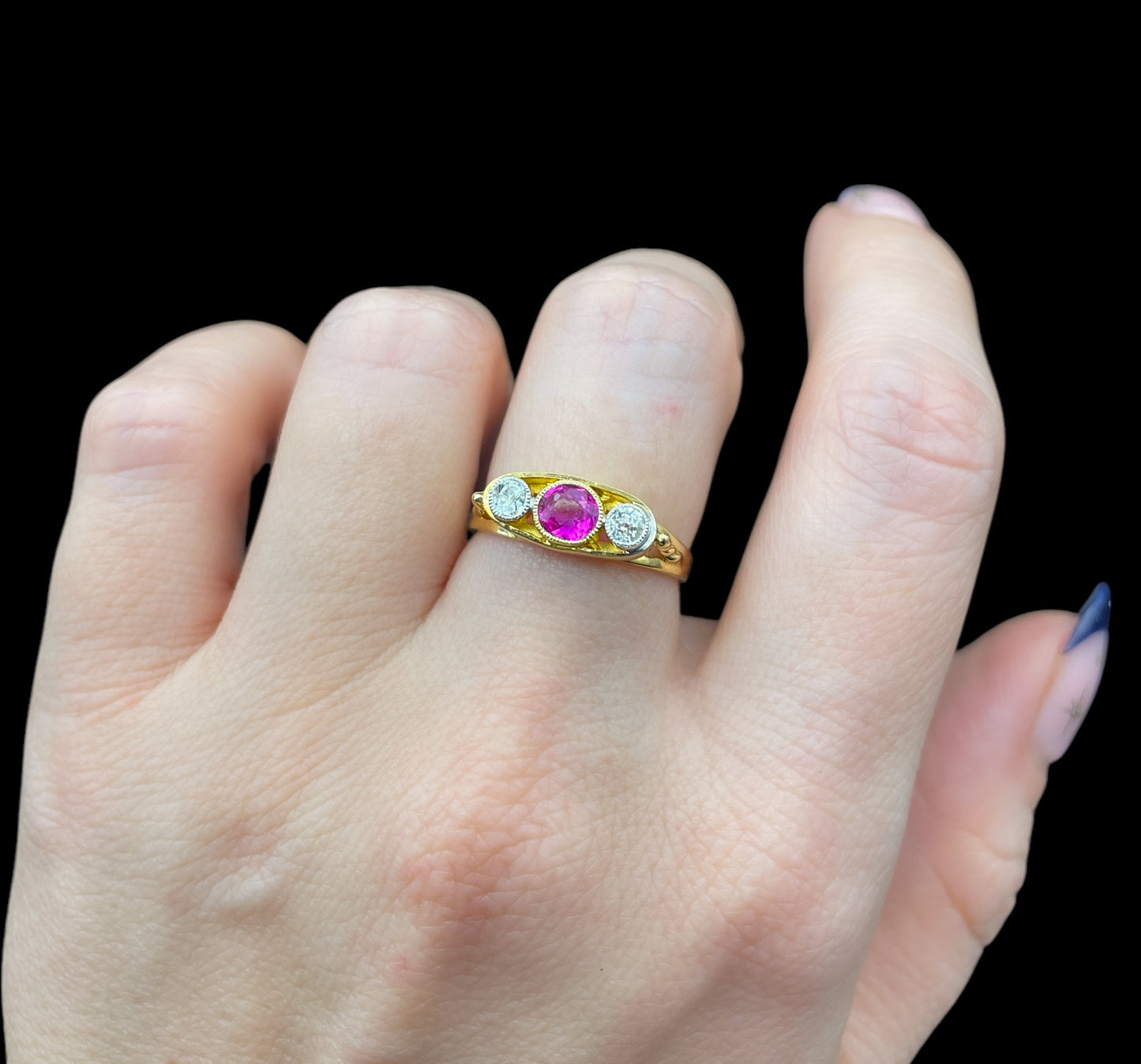 Pink Sapphire Trilogy Ring
