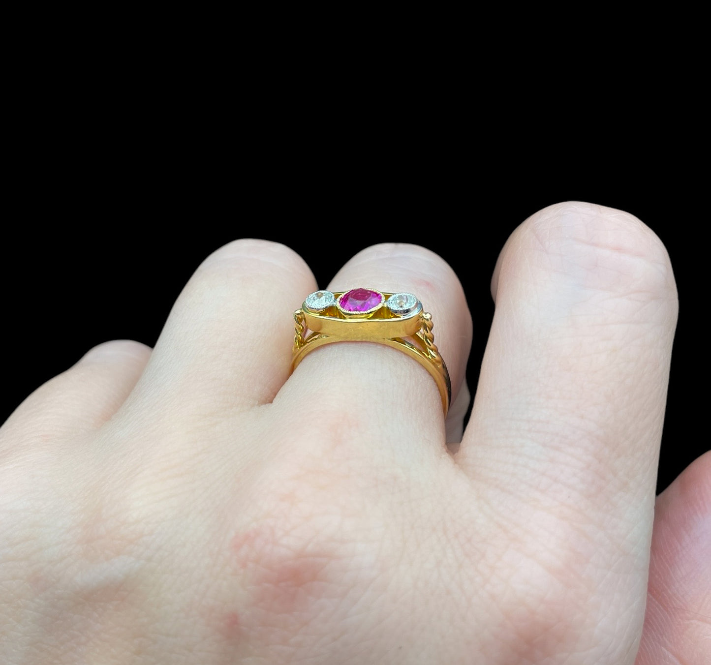 Pink Sapphire Trilogy Ring