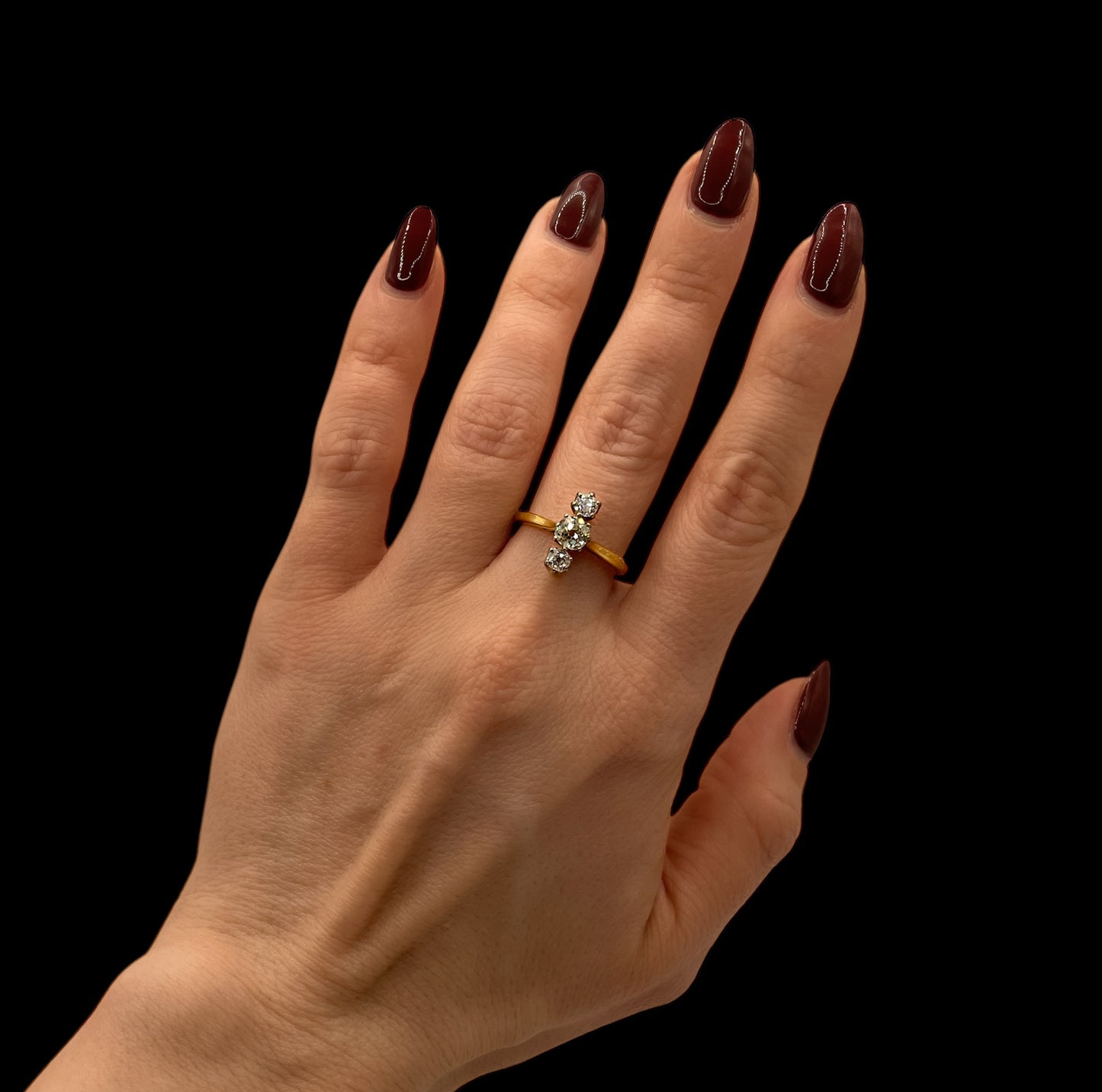 Triple Old Mine Cut Ring