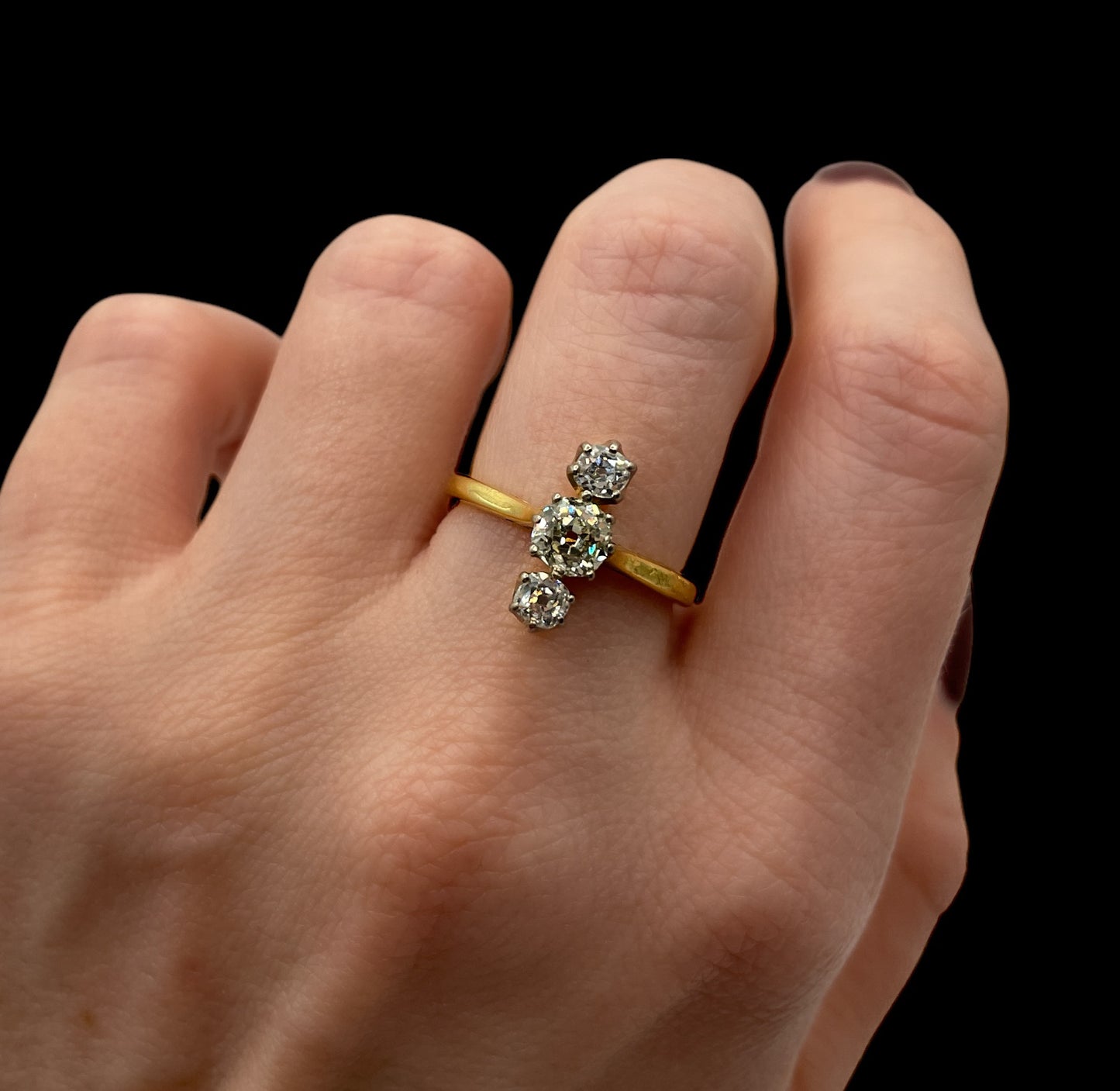 Triple Old Mine Cut Ring