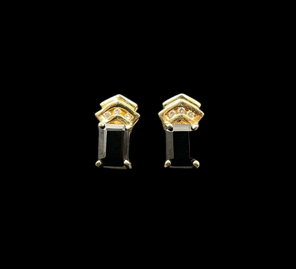 Onyx and Diamond Studs