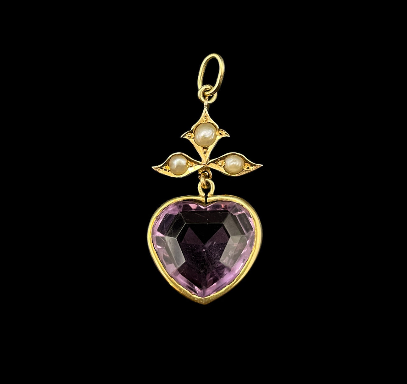 Amethyst and Pearl Heart Pendant