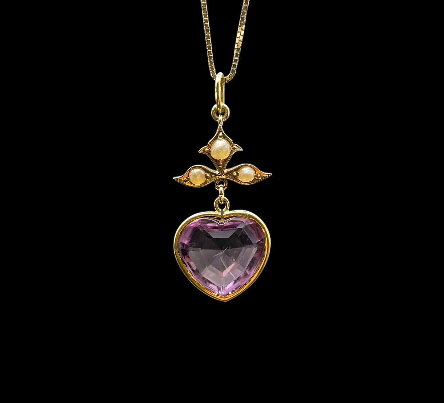 Amethyst and Pearl Heart Pendant