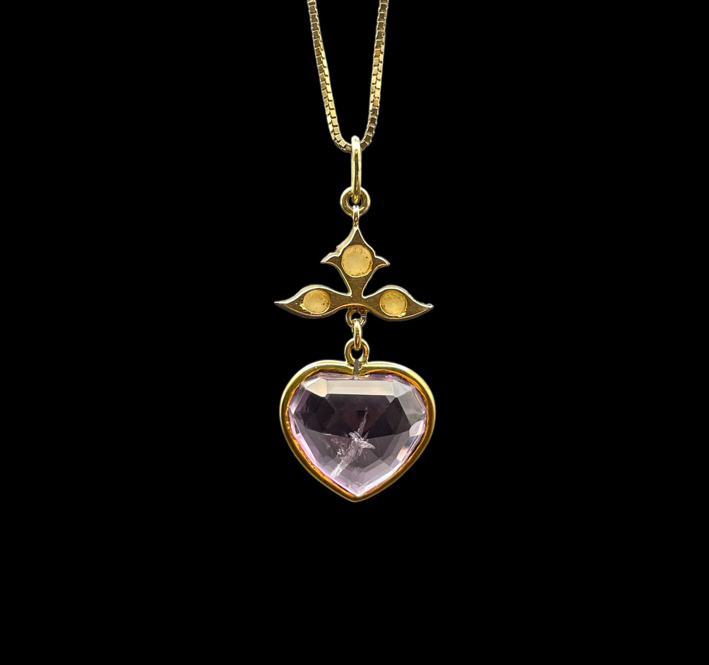 Amethyst and Pearl Heart Pendant