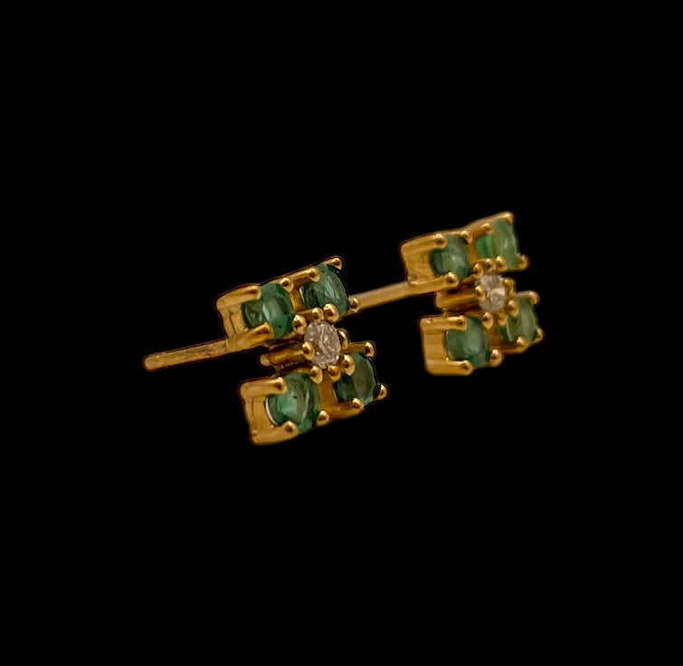 Emerald and Diamond Studs