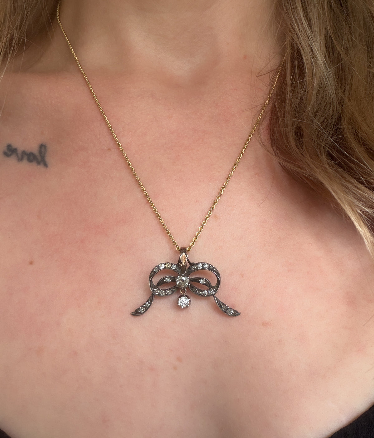 Georgian Diamond Bow Pendant