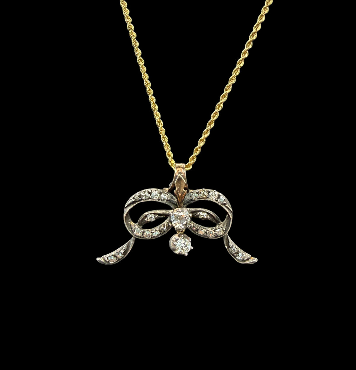 Georgian Diamond Bow Pendant