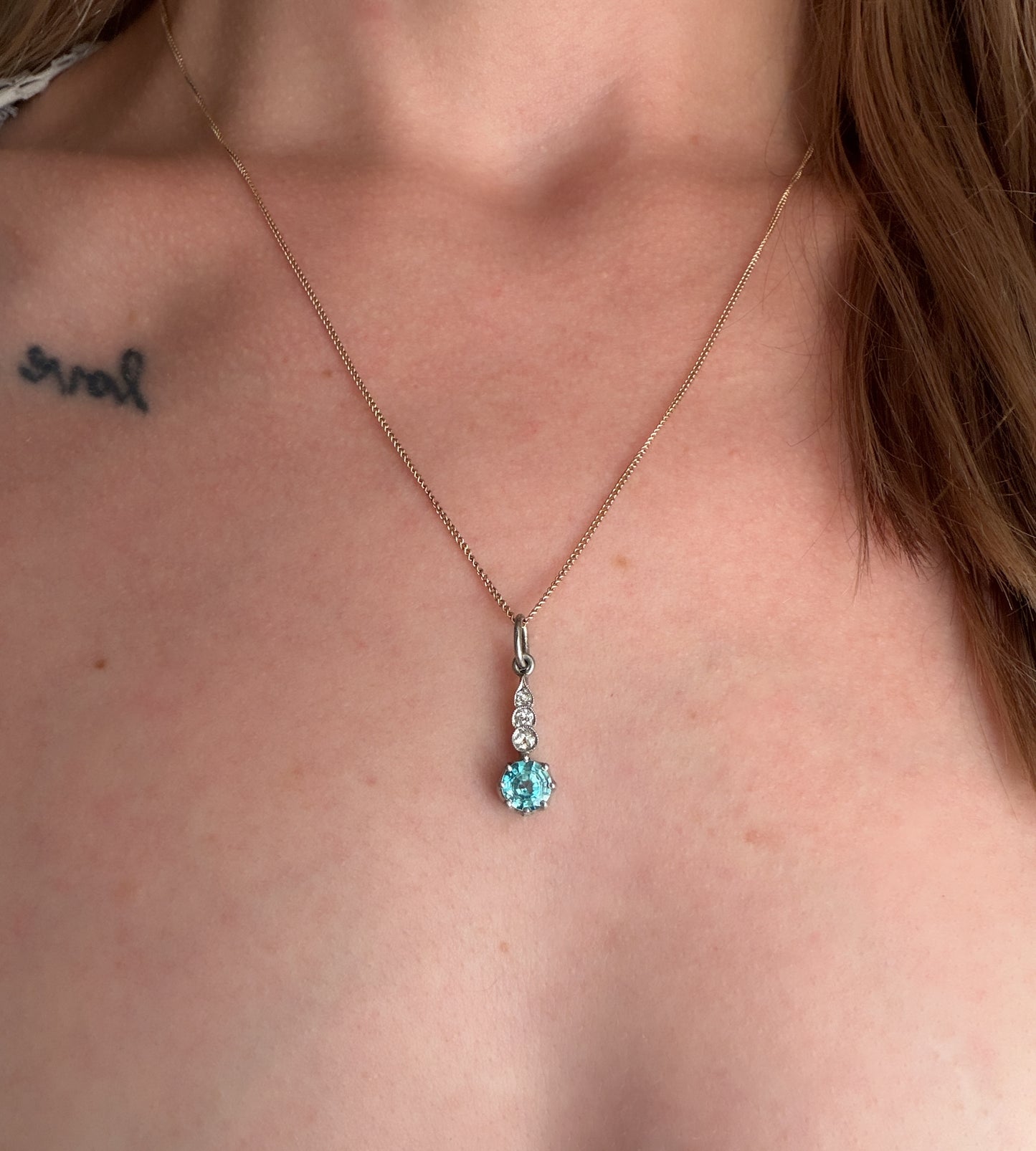 Zircon and Diamond Drop Pendant