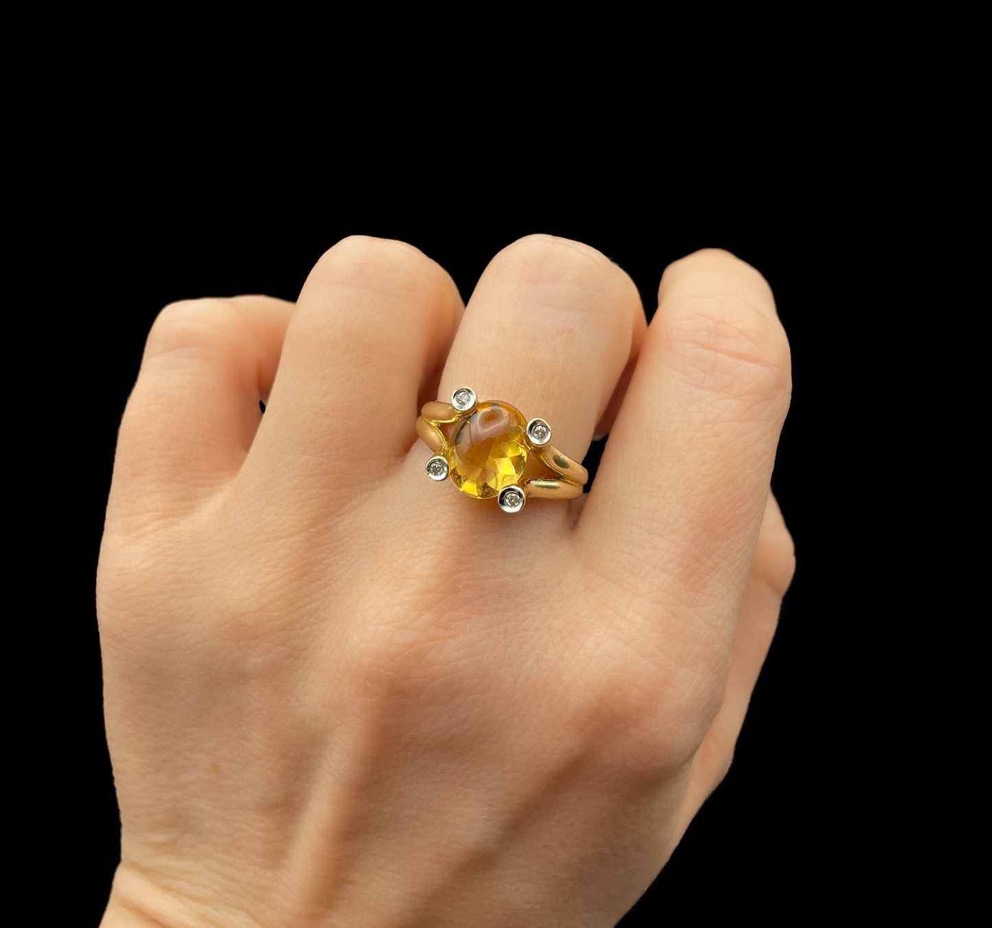 Citrine and Diamond Ring