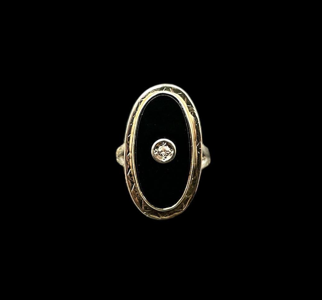 Onyx and Diamond Dinner Ring