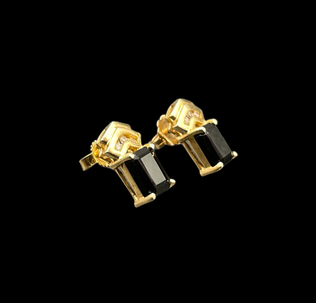 Onyx and Diamond Studs