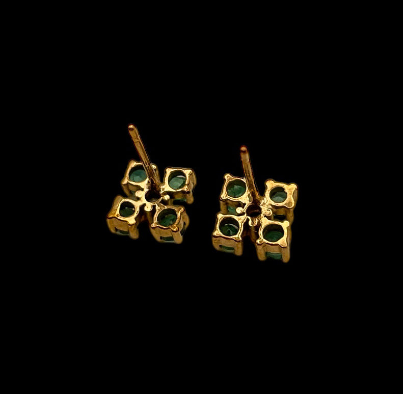 Emerald and Diamond Studs