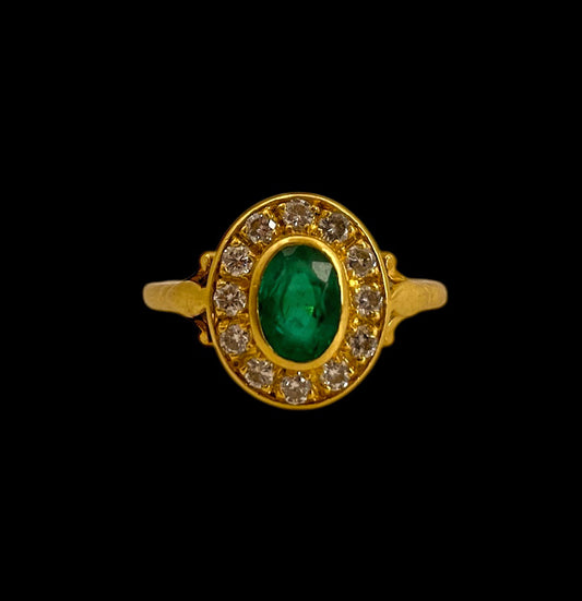 Emerald Halo Ring
