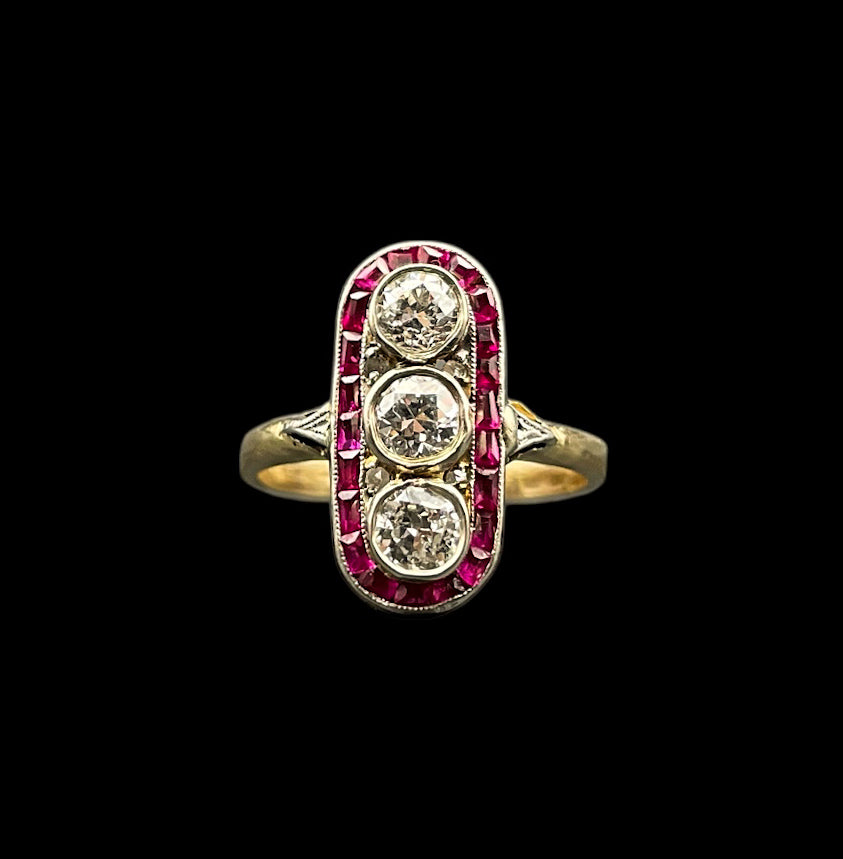Diamond and Ruby Stoplight Ring