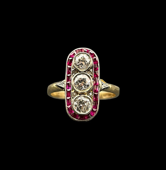 Diamond and Ruby Stoplight Ring