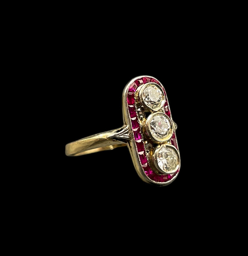 Diamond and Ruby Stoplight Ring