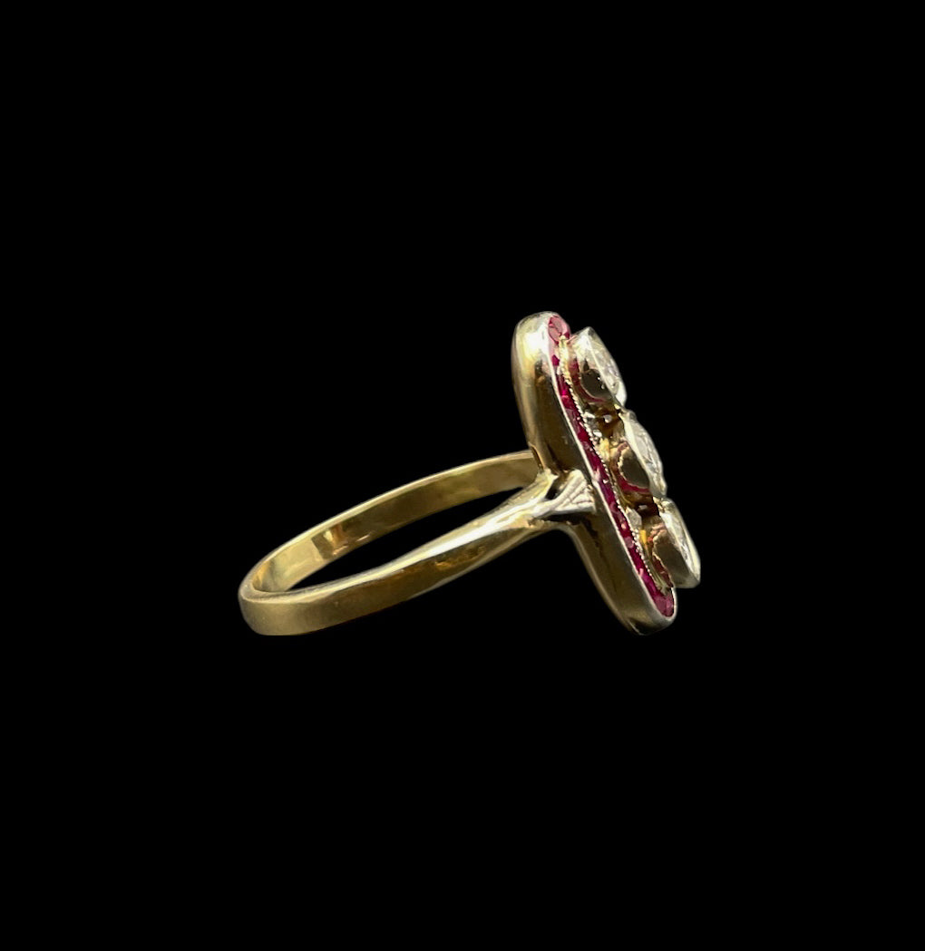 Diamond and Ruby Stoplight Ring