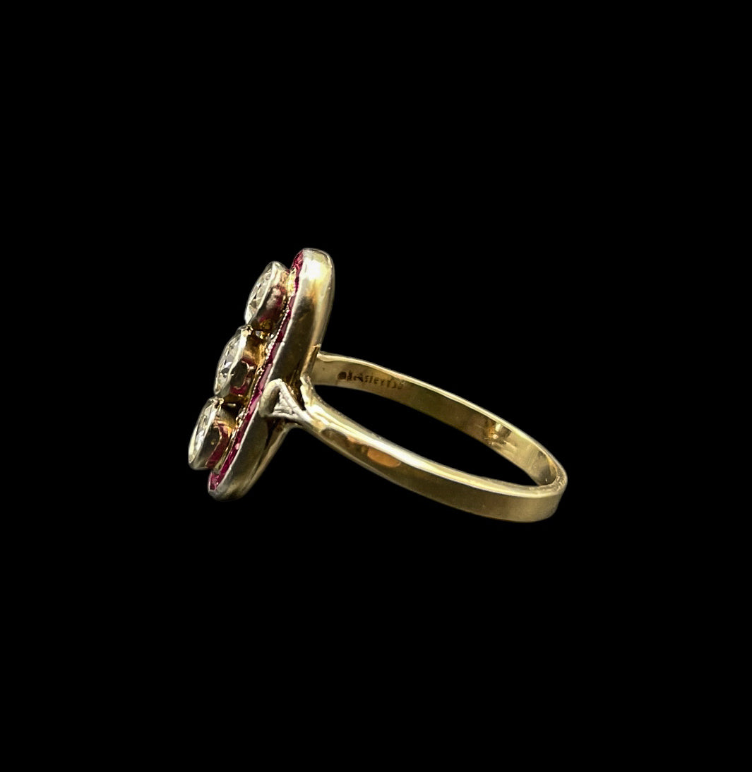 Diamond and Ruby Stoplight Ring