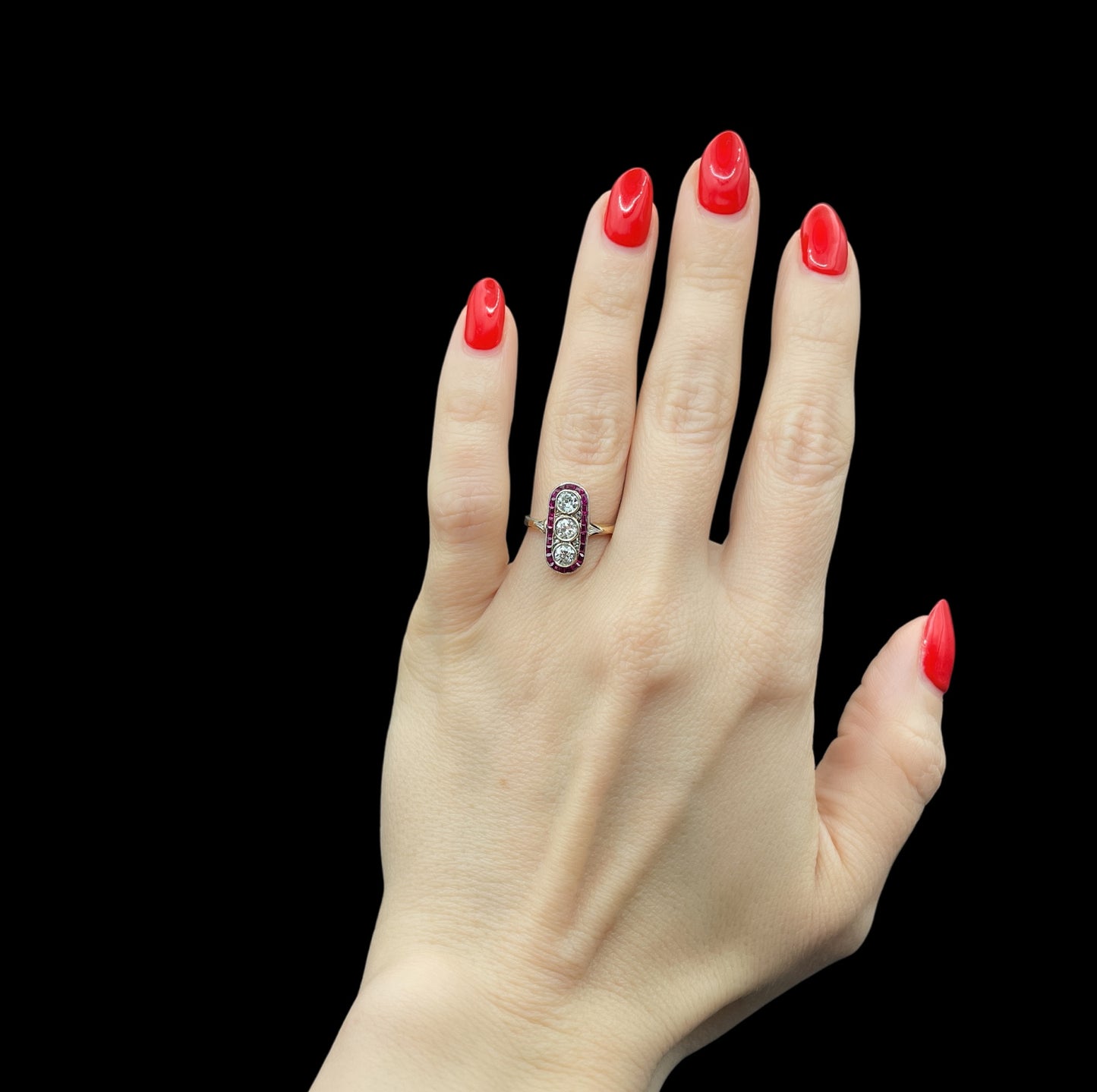 Diamond and Ruby Stoplight Ring