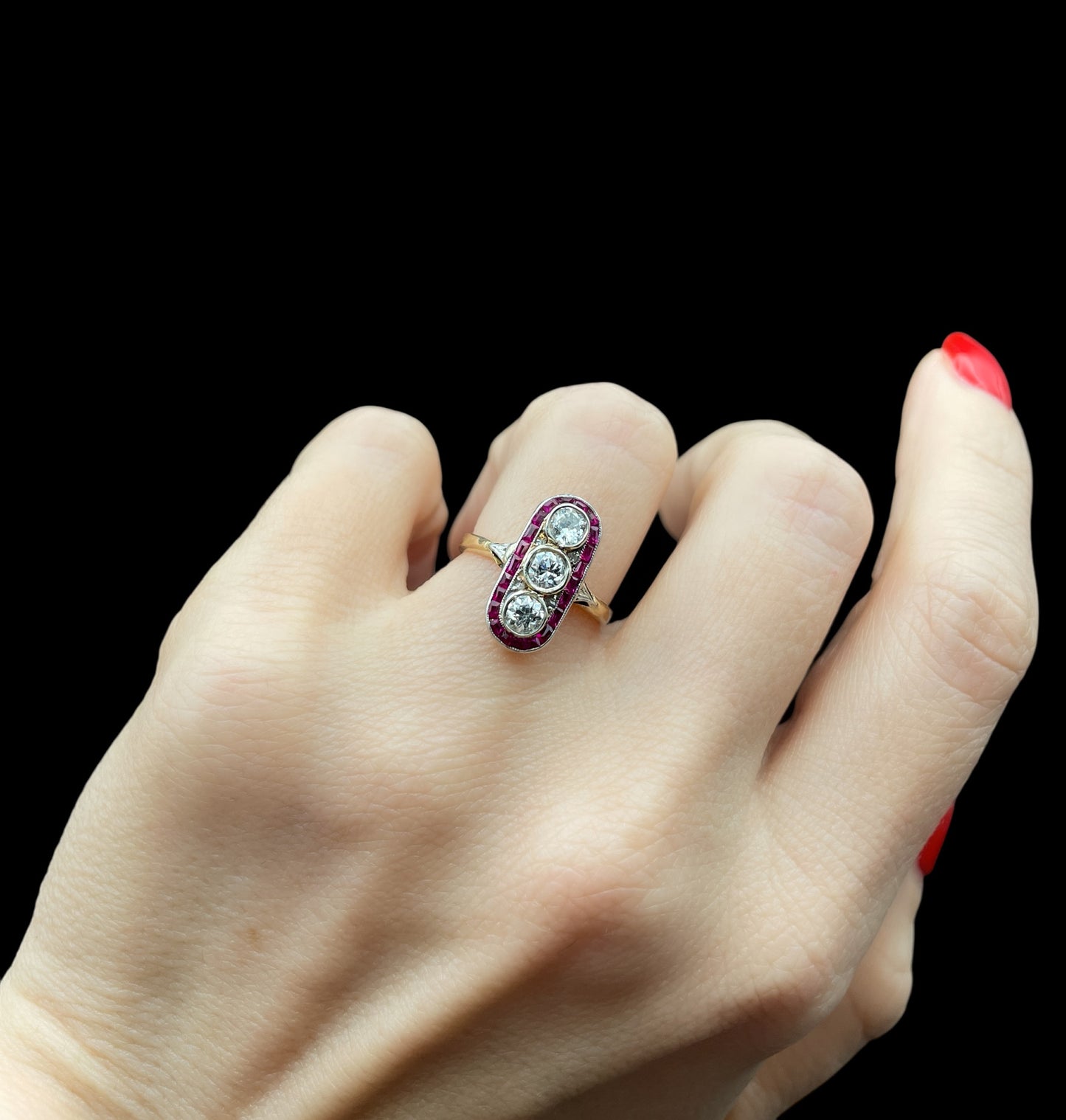 Diamond and Ruby Stoplight Ring
