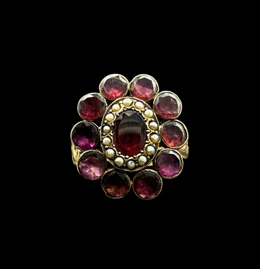 Garnet Cluster Ring