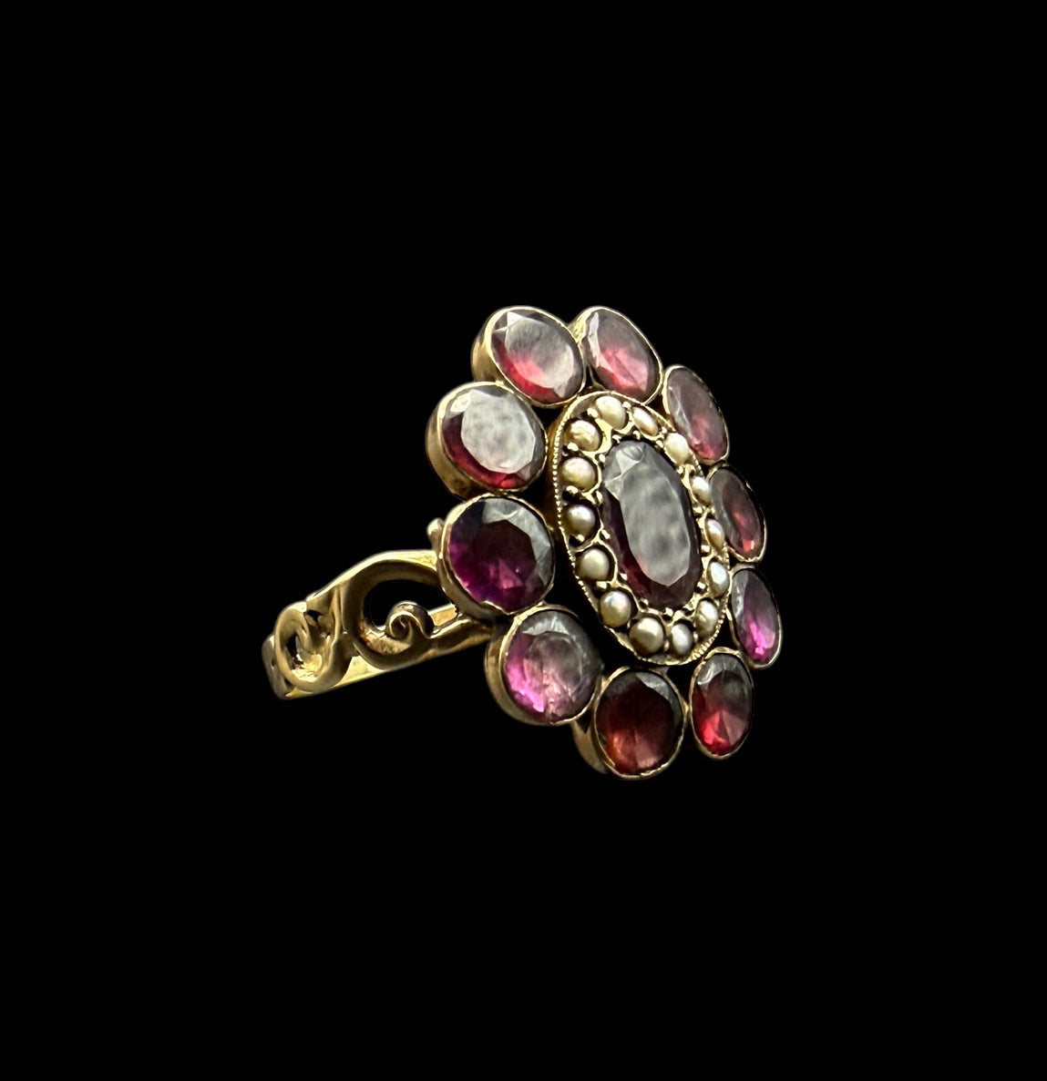 Garnet Cluster Ring
