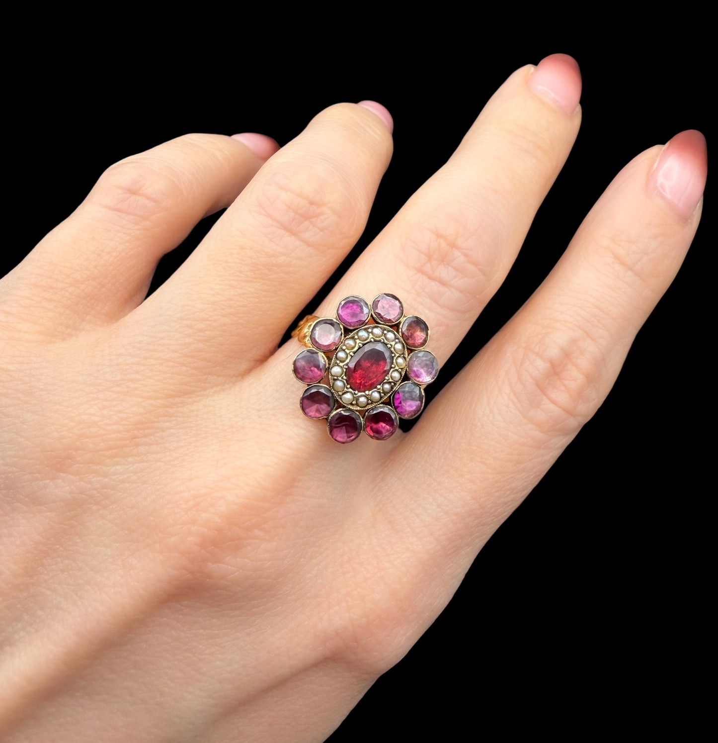 Garnet Cluster Ring