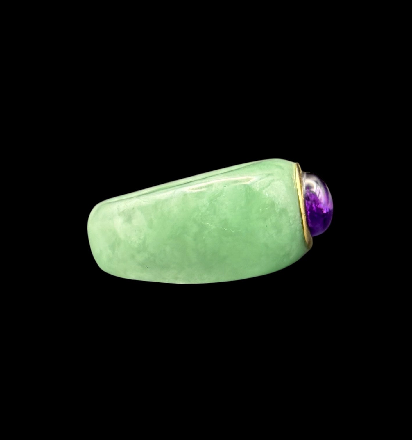 Jadeite and Amethyst Hololith Ring