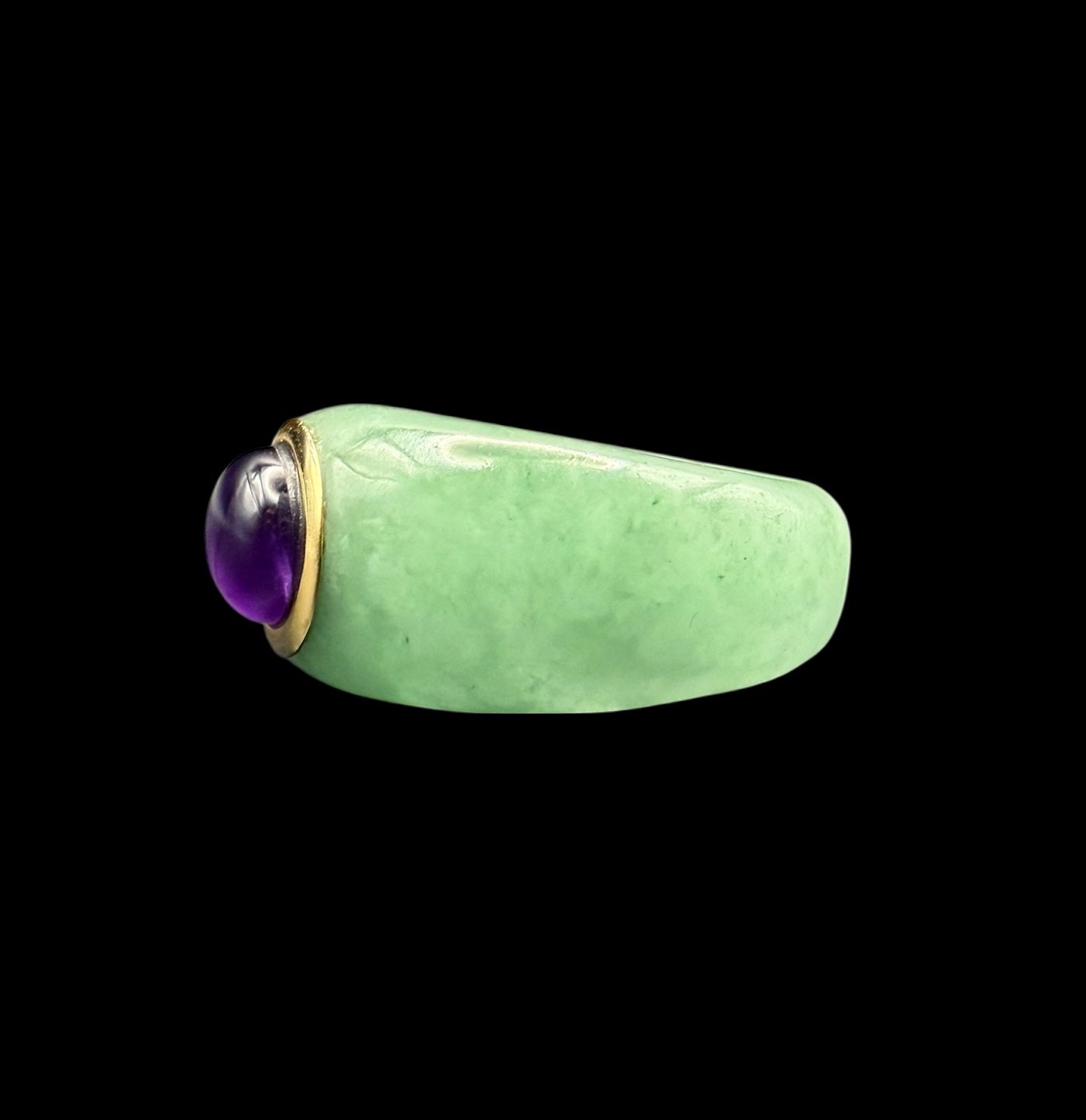 Jadeite and Amethyst Hololith Ring