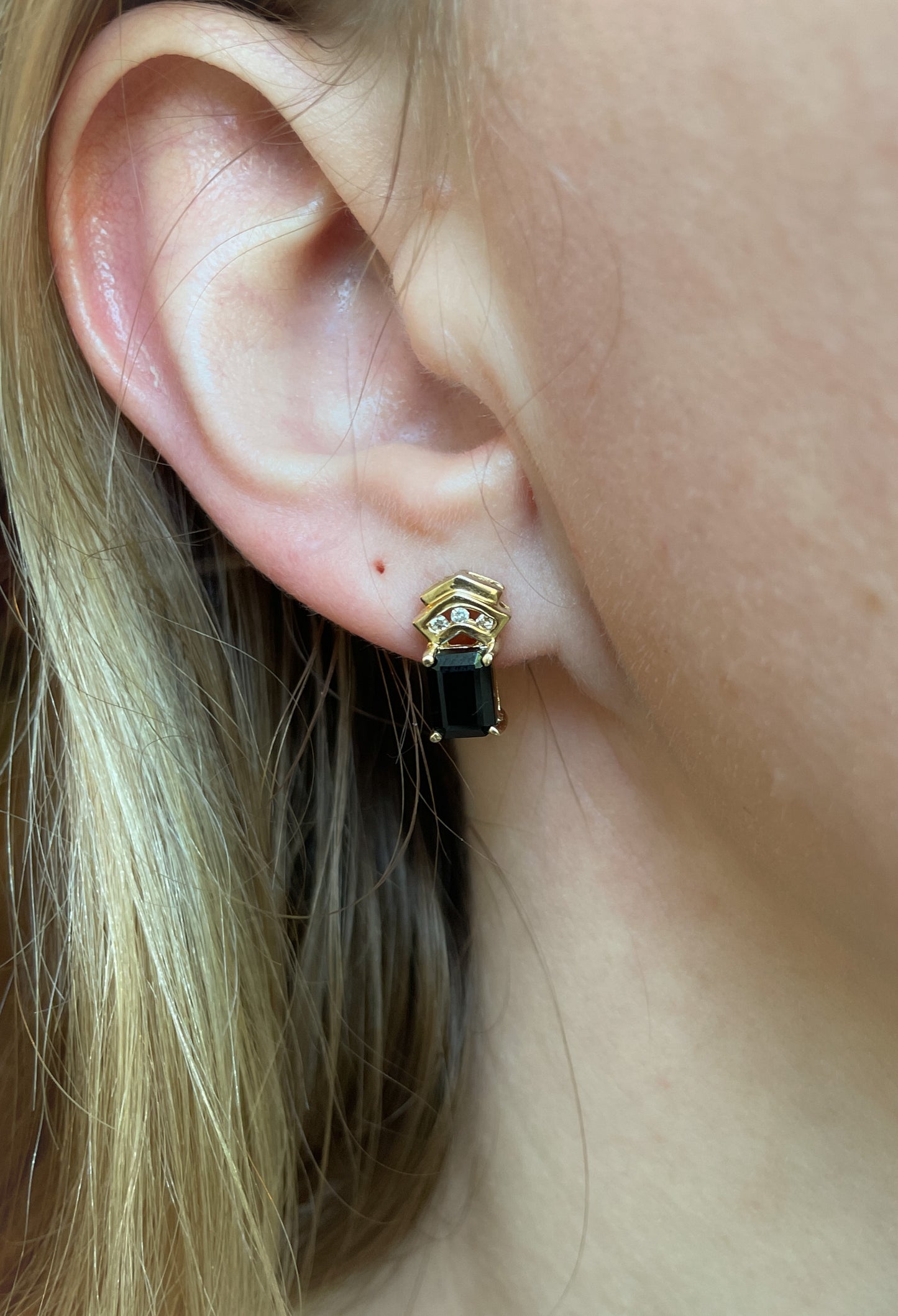 Onyx and Diamond Studs